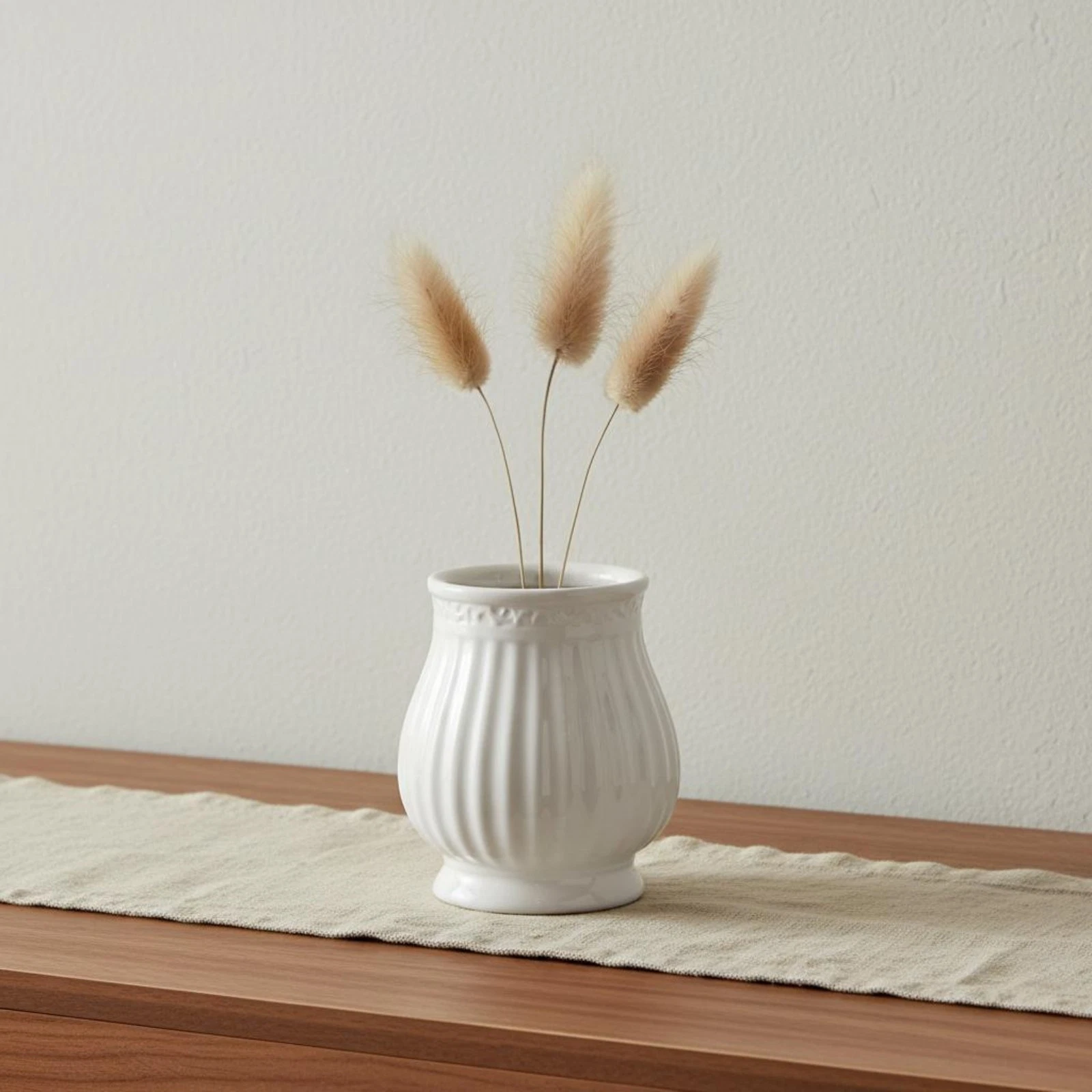White Vase Minimalist Ceramic Look Vase for Desktop