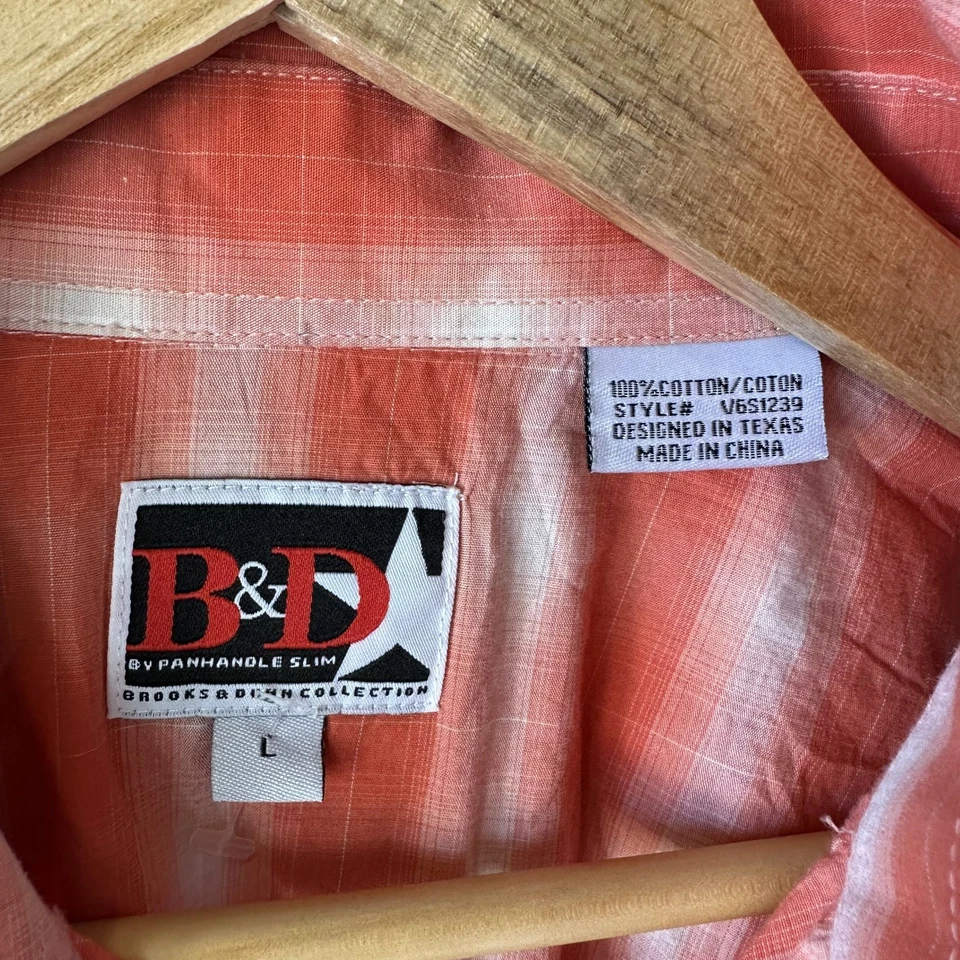 Brooks & Dunn Panhandle Slim Western Shirt Mens Large Diamond snaps Plaid - Image 4 of 4