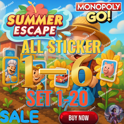  Monopoly Go Summer Escape  Album ️ All 1/2/3/4/5/6 Star Stickers  Cheap  