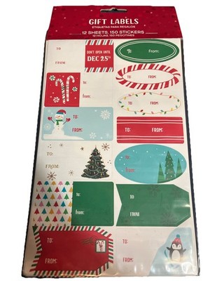 Christmas Gift Adhesive Labels 150 Ct Value Pack Red Green Blue