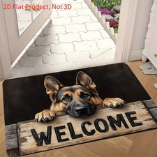 2D Shepherd 'Welcome' Doormat Rustic Style Mat Home Entryway Decor for Dog Lover