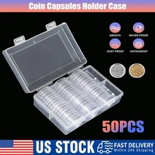50 Direct Fit 38MM Airtight Holder Capsules for MORGAN PEACE IKE SILVER DOLLARS