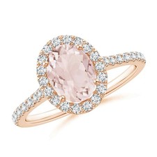 Oval Morganite Gemstone Birthday Solitaire with Accents New Ring 925 Silver