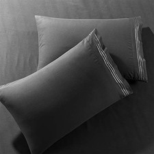 Pillow Cases Queen 2-Pack, Black - Hotel Luxury Pillow Case - Sateen Weave,