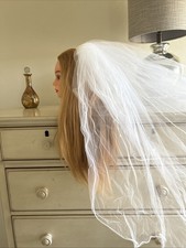 White Net Bridal Headpiece Comb  Veil With Pearls