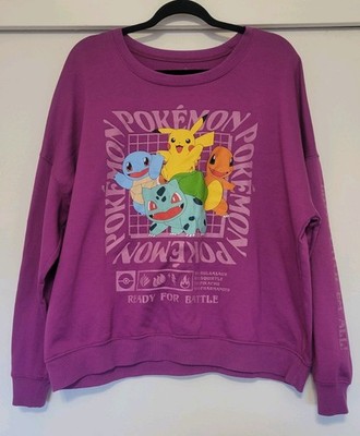 Pokemon Graphic Sweatshirt Pikachu Bulbasaur Charmander Purple Womens XXL