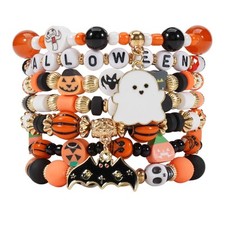 Halloween Bracelets for Women Ghost Pumpkin Bat Spider Web Skeleton Stackable St