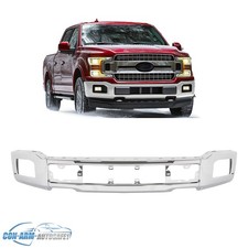 Chrome Steel Front Bumper Face Bar For Ford F-150 F150 2018-2020 W Fog Hole