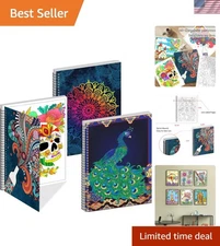 Adult Coloring Books Set 3 Relaxation Animal Flowers Stress Relief Designs