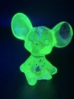 FENTON ART GLASS TOPAZ LILIES PAINTED URANIUM VASELINE RARE MOUSE