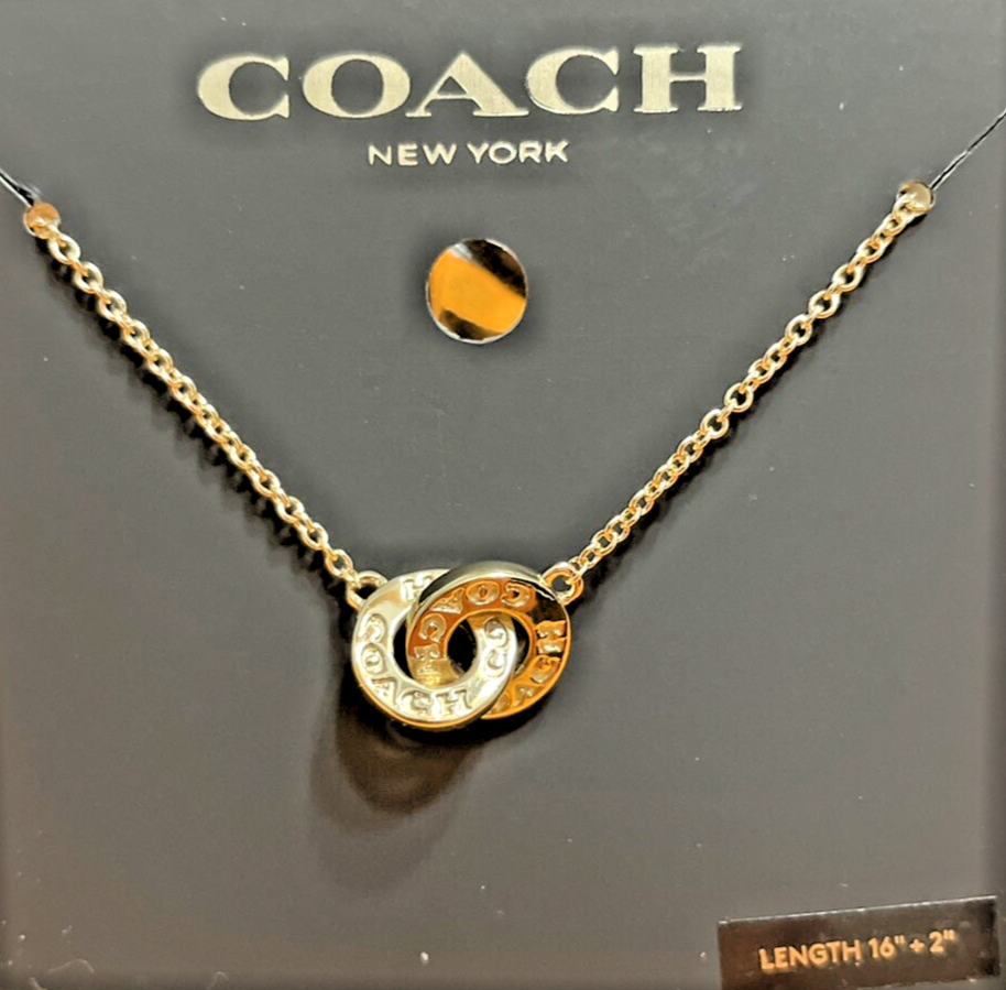 New! COACH Interlocking Open Circle Pendant Necklace