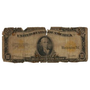 1922 $10 Gold Certificate Fr-1173a Low Grade Cull Paper Currency