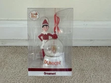 Dunkin Donuts Limited Elf On The Shelf Girl Ornament Snow Globe Ice Coffee