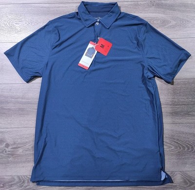 Hickey Freeman Shirt Mens Medium Blue Pattern Golf Polo Performance