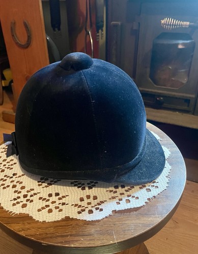 Charles Owens Ascot Hunt Cap Navy 7 1/4 59in Vintage Made In Britain Gently Used