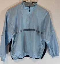 Golf Tour Signature Blue Medium V-Neck Windbreaker Jacket Zip Off Sleeves