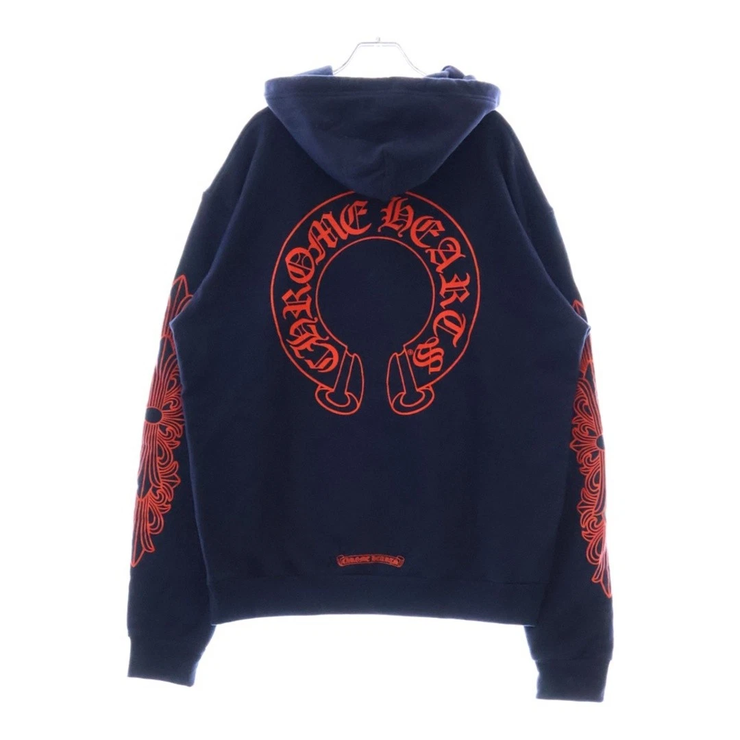 Maglione Chrome Hearts SWTSHRT PLVR felpa con cappuccio manica floreale schiena ferro di cavallo usa