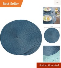 Round Braided Placemats Set of 6 Table Mats for Dining Tables Woven Washable ...