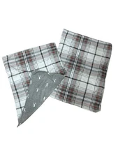 2 Eddie Bauer Home Reversible Plaid Pillow Shams~100% Cotton~Standard