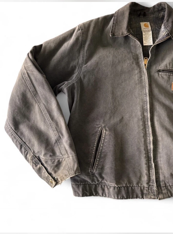 Vintage Carhartt Detroit Jacket 90s J97 PTL Lined Grey X-Large Tall - Image 2 of 4
