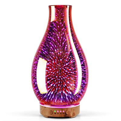 Essential Oil Diffuser 3D Glass Aromatherapy Ultrasonic Humidifier Cool Mist,...
