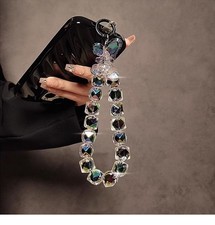 Women's Crystal Beaded Glitter Wrist Strap Mobile Phone Lanyard Charm Anti-lost