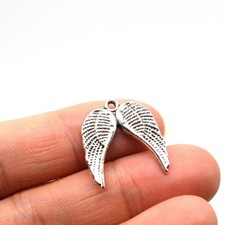20/50PCS Antique Silver Angel Wings Charm Pendant, Remembrance, Memorial JHS857