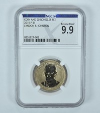 2015-P Lyndon B Johnson $1 Coin & Chronicles Reverse Proof 9.9 NGC X NGCX *7282