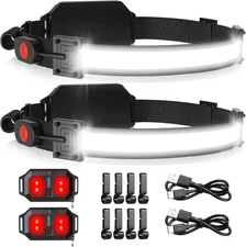 LED Headlamp USB Rechargeable 1000Lumen 230° Wide-Beam LED Headlight with Red Ta