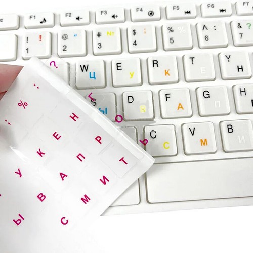 Universal Russian Transparent Keyboard Stickers For Laptop Letters - Afbeelding 2 van 16