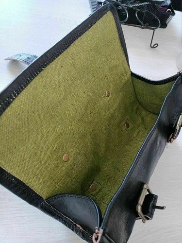 Two Motorcycle Saddle Bag High-Quality Genuine Black Leather Pouch Side Tool Bag - Picture 7 of 7