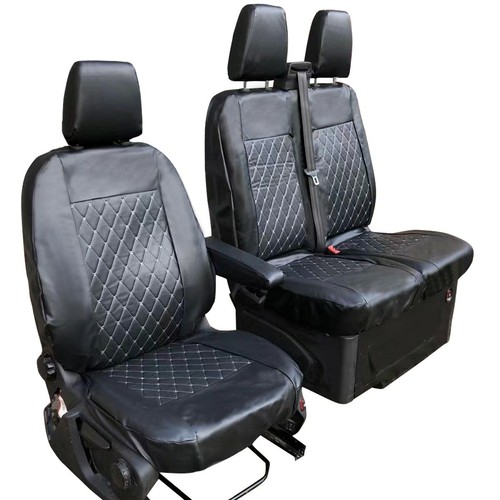 FULLY TAILORED LEATHER QUILTED SEAT COVERS for FORD TRANSIT CUSTOM 2013 on - Picture 2 of 12