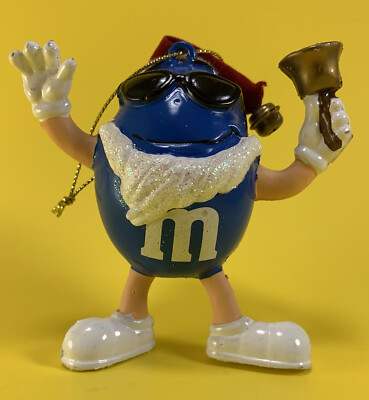 MARS M&M's BLUE M&M PEANUT CANDY FIGURE FIGURINE SANTA CHRISTMAS