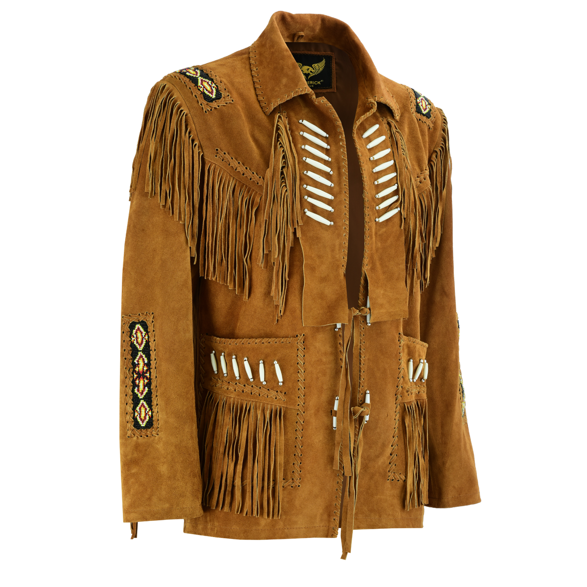 Men's American Western Cowboy Suede Leather Jacket Brown