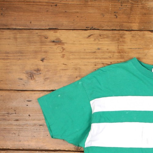 Camiseta Vintage Puntada Única Rayas M Años 90 Van Heusen 417 Camiseta Verde - Imagen 6 de 9