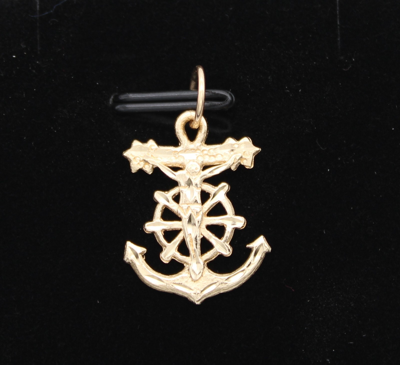 14K YELLOW GOLD MARINERS CROSS DIAMOND CUT HIGH POLIS… Gem