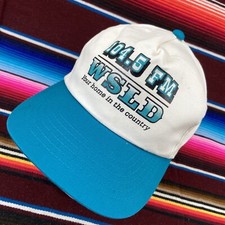 Vtg 104.5 WSLD Radio Snapback Adult Hat Baseball Trucker Dad Cap Teal White YA