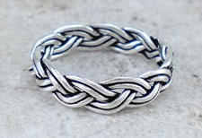 .925 STERLING SILVER 5mm WOVEN BRAIDED BAND RING size 7 style r2378