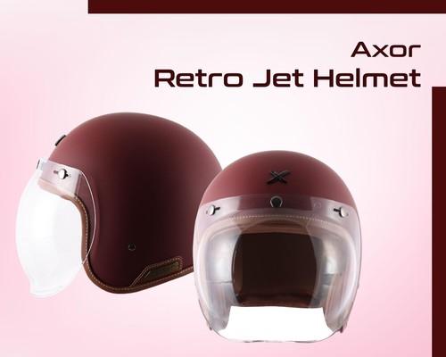 Retro Jet Leather Open Face Helmet Dull Chestnut Red, Size: L (59-60 cm) - Picture 3 of 6