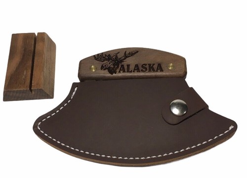 Cuchillo de mango CABEZA DE ALCE hecho a mano funda de cuero oscuro UlU fábrica madera de nogal - Imagen 6 de 7