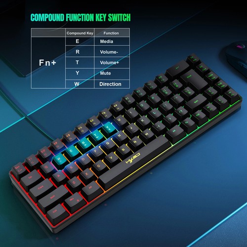 RGB Gaming Keyboard 68 Keys Wired USB 20 Backlight Modes for PC Laptop Windows - Picture 6 of 15
