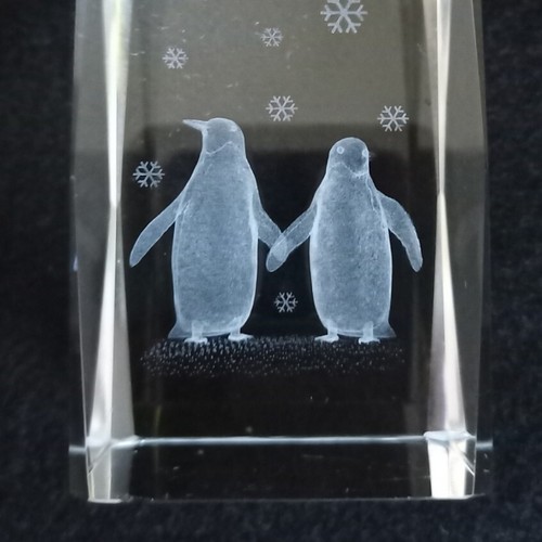 3d Laser Etched Crystal Glass Paperweights Floating Penguins, Dolphins, Set of 2 - Picture 6 of 14