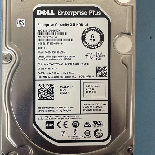 HXN6P Dell 6TB 7.2k 3.5” 12Gbps SAS 4Kn HDD 0HXN6P ST6000NM0014 - Picture 4 of 5