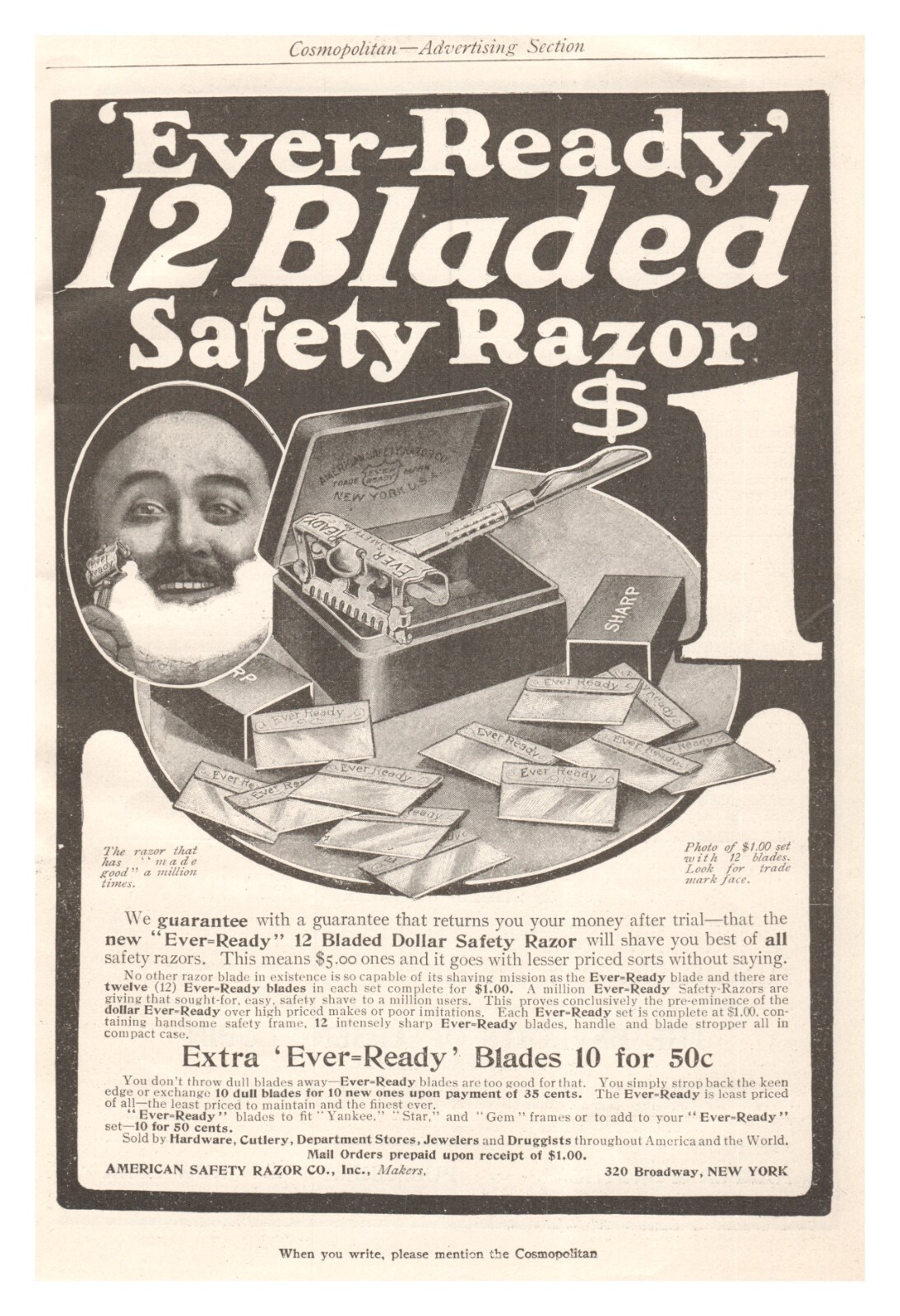 Print Ad 1907 Ever-Ready 12 Bladed Safety Razor American Safety Razor ...