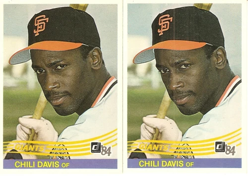 2 CARD 1984 DONRUSS CHILI DAVIS BASEBALL CARD LOT #114