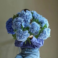 3pcs 25in Artificial Realistic Hydrangea Flowers 3D Real Touch 25in Extra Long