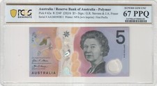 Australia 2016 First Prefix AA16 Stevens Fraser $5 Note PCGS 67 PPQ SUPERB GE...