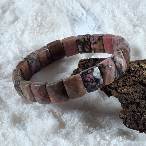 A Mano Naturale Rodonite Gemma Perline Regolabile Polsino Elastico Bracciale - Foto 2 di 6