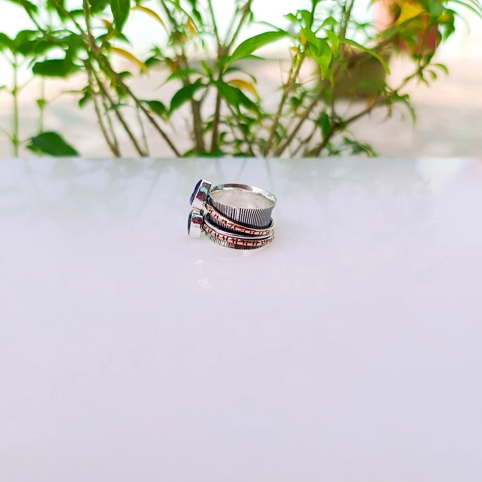 Purple Tanzanite Spinner Ring Solid 925 Sterling Silver Handmade Ring Jewelry - Image 4 of 4