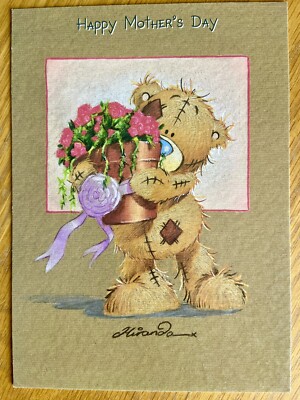 Vintage Rare Me To You Brown Tatty Teddy Roses Mother s Day Card